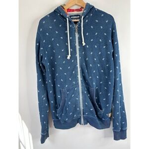 Y2K Billabong Indigo Collection Mens Paisley Zip Up Hoodie Blue Sz Retro True OG